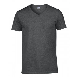 Gildan SoftStyle frfi V-nyak pl, Dark Heather (T-shirt, pl, kevertszlas, mszlas)