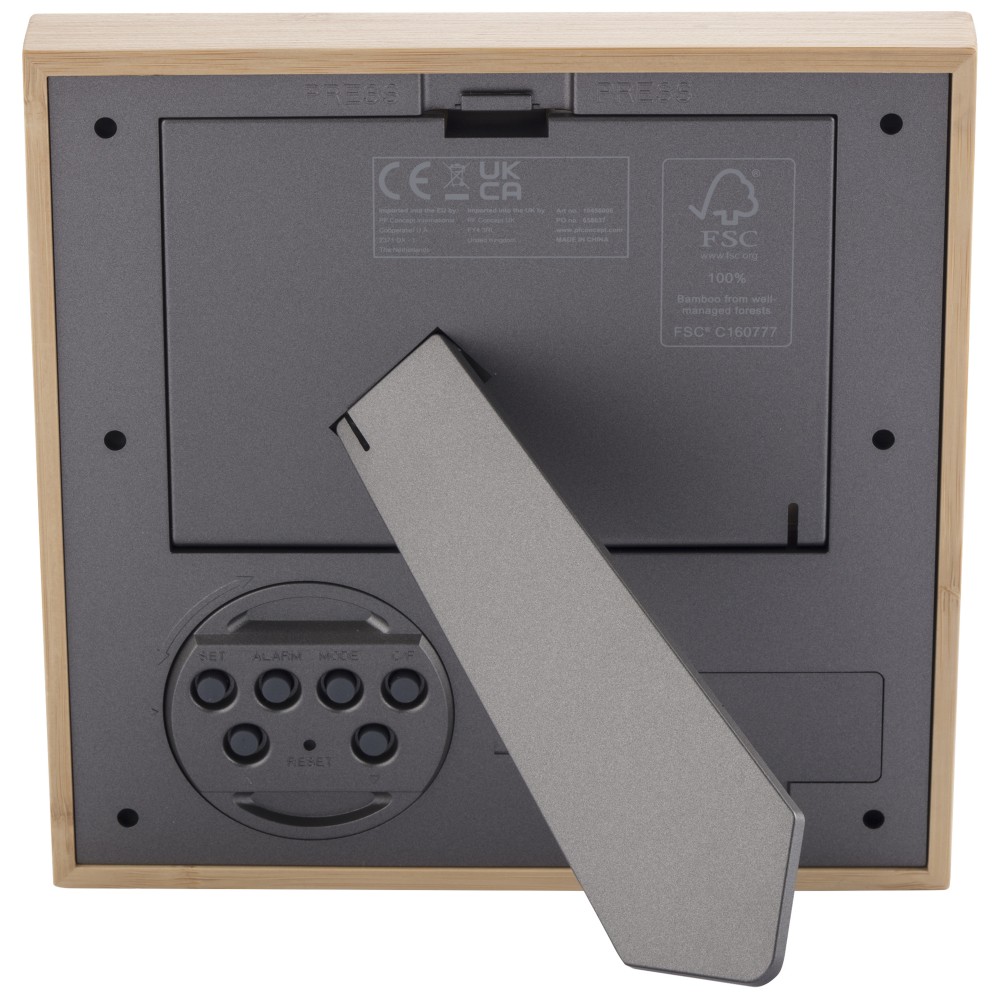 Sasa bambusz fotókeret és időjárás állomás, natúr (hőmérő)