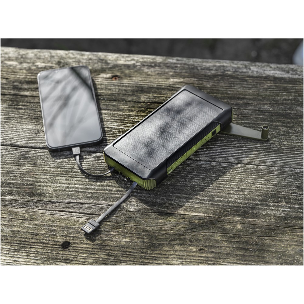 Soldy dinamós powerbank, 10000 mAh, sötétzöld (powerbank)